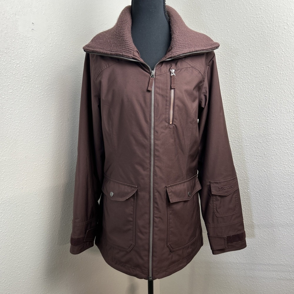 Marmot Lovenia Jacket Women's Medium Maroon Ribbed Collar Hike Outdoor Fish‎
